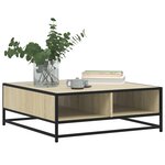 vidaXL Table basse chêne sonoma 80x80x30 cm bois d'ingénierie et métal