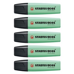 Surligneur BOSS ORIGINAL Pastel Pointe Biseautée 2 - 5 mm Vert pastel x 5 STABILO