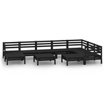 Salon de jardin meuble d'extérieur ensemble de mobilier 10 pièces bois de pin massif noir 02_0015255