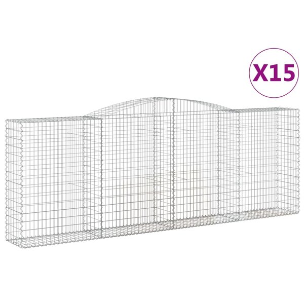 vidaXL Paniers à gabions arqués 15 Pièces 400x50x140/160 cm Fer galvanisé
