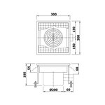 Caniveau de sol pour cuisine professionnelle 300 - sortie horizontale - combisteel -  - acier inoxydable 300x300x131mm