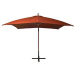 vidaXL Parasol suspendu avec mât Terre cuite 3x3m Bois de sapin massif