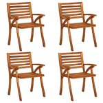 vidaXL Chaises de jardin avec coussins lot de 4 Bois de teck solide