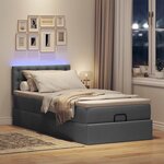 vidaXL Lit ottoman avec matelas et LED Gris foncé 80x200cm tissu