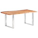 vidaXL Table à dîner à live edge Bois d'acacia massif 200 cm 3 8 cm