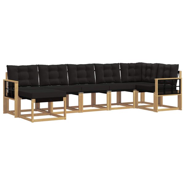 vidaXL Ensemble de canapés d'extérieur 7 Pièces Blanc et noir
