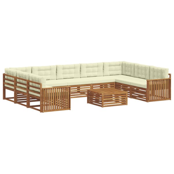 vidaXL Ensemble de canapés d'extérieur 10 Pièces Naturel et Crème
