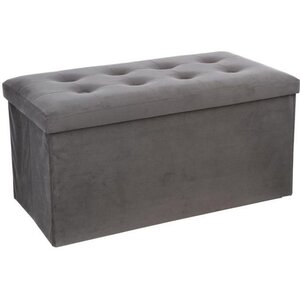 Pouf pliable double Lysandre en velours - Gris - L 75,7 x P 37,5 x H 38 cm