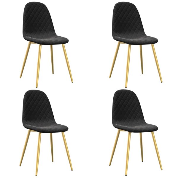 vidaXL Chaises à manger lot de 4 Noir Velours