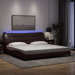 vidaXL Cadre de lit avec LED sans matelas marron foncé 200x200cm tissu
