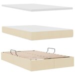vidaXL Lit avec rangement et matelas Crème 120 x 190 cm Polyester