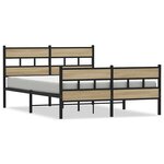 vidaXL Cadre de lit en métal sans matelas chêne sonoma 135x190 cm