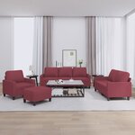 vidaXL Ensemble de canapés 4 Pièces avec coussins Rouge bordeaux Tissu