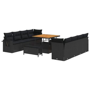 vidaXL Ensemble de canapé de jardin 11 Pièces Noir 100 x 100 x 71 cm