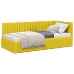 vidaXL Cadre de lit d'angle Jaune 90 cm x 190 cm tissu