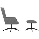 Vidaxl chaise de relaxation avec tabouret gris foncé tissu