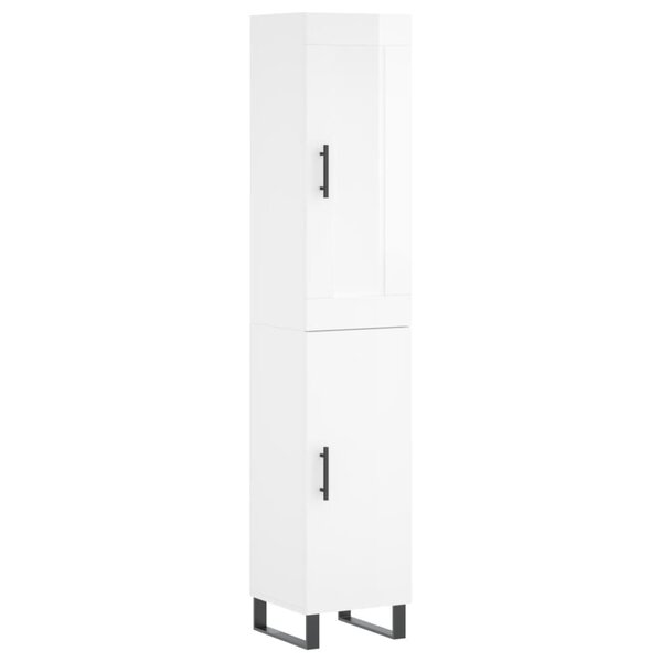 vidaXL Buffet haut Blanc brillant 34 5x34x180 cm Bois d'ingénierie