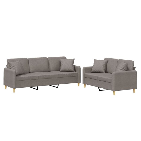 vidaXL Ensemble de canapés 2 Pièces avec coussins taupe tissu