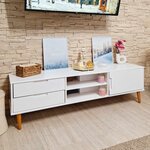 vidaXL Meuble TV MOLDE Blanc 158x40x49 cm Bois de pin massif