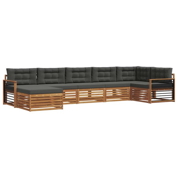 vidaXL Ensemble de canapés d'extérieur 7 Pièces Naturel et Anthracite