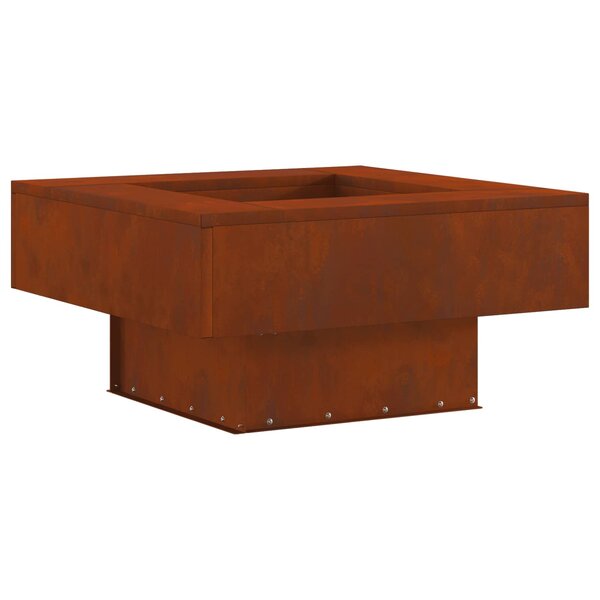 vidaXL Brasero Rouillé 60 x 60 x 30 cm Acier patiné