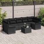 vidaXL Ensemble de canapé de jardin 8 Pièces Noir Poly rotin