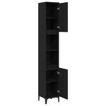 vidaXL Cabinet de salle de bain avec porte Chêne noir 30 x 30 x 190 cm