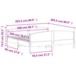 vidaXL Cadre de lit sans matelas blanc 200x200 cm bois massif de pin