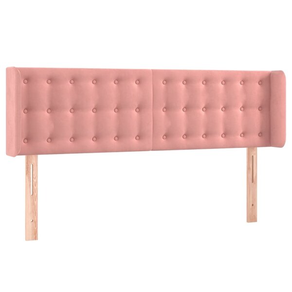 vidaXL Tête de lit avec oreilles Rose 147x16x78/88 cm Velours