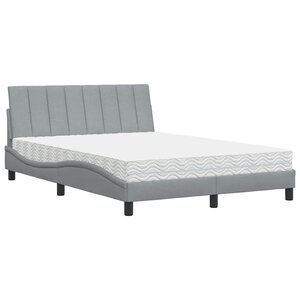 vidaXL Lit avec matelas Hanko gris clair 140x200 cm tissu