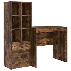 vidaXL Bureau avec tiroir avec étagère avec stockage 2 Pièces Chêne fumé
