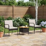 vidaXL Ensemble de jardin Noir polyrotin