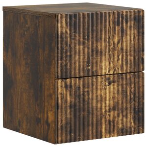 vidaXL Cabinet de chevet mural Chêne fumé 33 x 34 5 x 40 cm