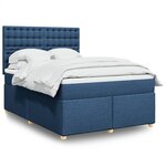 vidaXL Sommier à lattes de lit avec matelas Bleu 160x200 cm Tissu