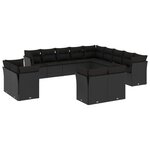 vidaXL Salon de jardin avec coussins 13 Pièces noir résine tressée