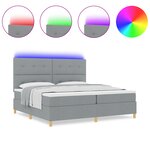 vidaXL lit box spring avec matelas et lumière LED gris clair 200x200 cm en tissu