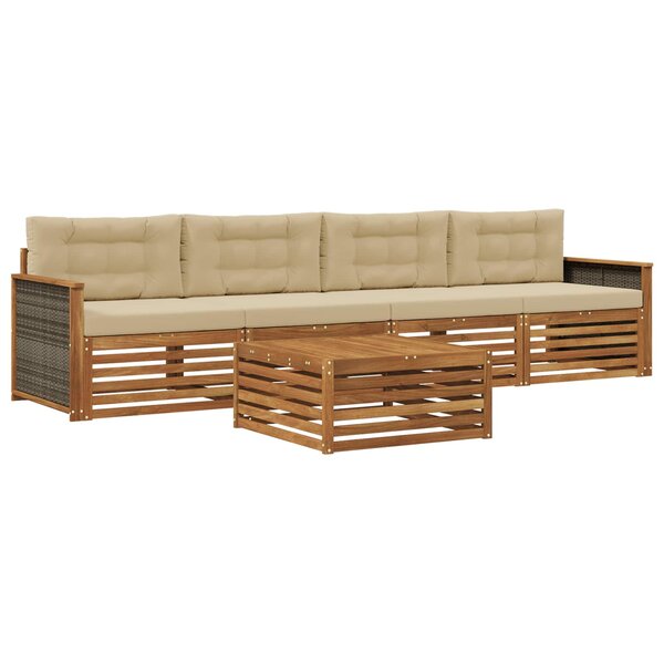 vidaXL Ensemble de canapés d'extérieur 5 Pièces Naturel et Beige