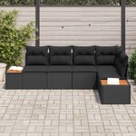 vidaXL Ensemble de canapé de jardin avec coussin 5 Pièces Noir Poly rotin