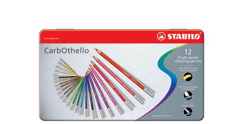 Boîte métal de 12 Crayon de couleur Fusain Pastel CarbOthello STABILO