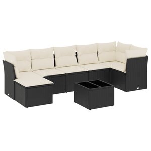 vidaXL Salon de jardin 8 Pièces avec coussins noir résine tressée