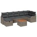 Ensemble de Canapés de Jardin vidaXL 8 Pièces avec Coussins Gris en Rattan Poly