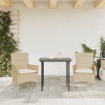 vidaXL Chaises de jardin avec coussins lot de 2 beige résine tressée