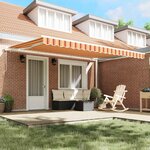 vidaXL Auvent Rayé jaune et orange 4 5 × 3 5 m Polyester et métal