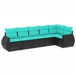 vidaXL Salon de jardin 6 Pièces avec coussins noir résine tressée