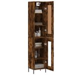 vidaXL Buffet haut Chêne fumé 34 5x34x180 cm Bois d'ingénierie