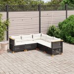 vidaXL Salon de jardin 5 Pièces avec coussins noir résine tressée