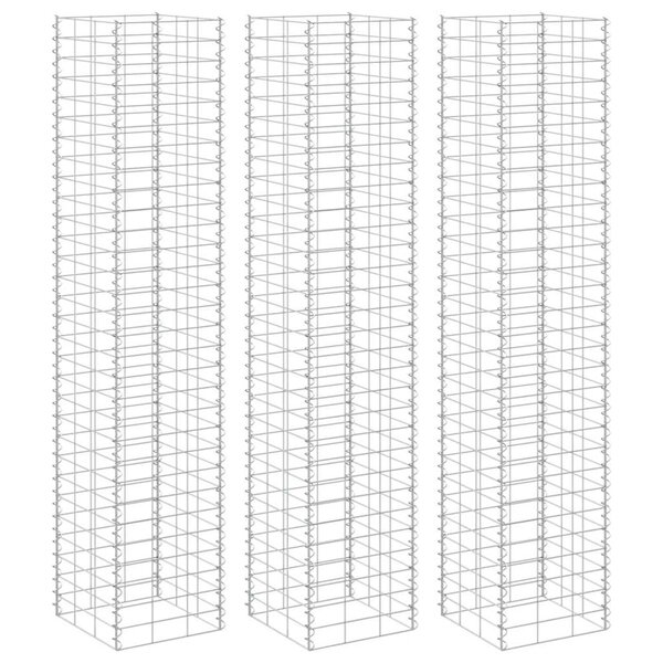 vidaXL Lits surélevés en gabion 3 Pièces 30x30x200 cm Fer