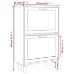vidaXL Armoire à chaussures Blanc 52x25x80 cm Bois d'ingénierie/rotin
