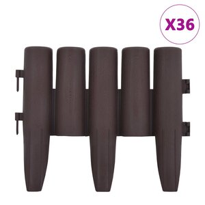 vidaXL Bordures de pelouse 36 Pièces Marron 10 m PP
