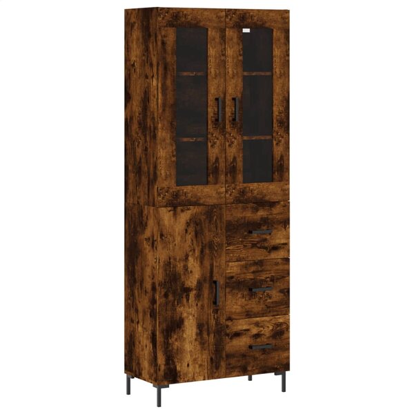 vidaXL Buffet haut Chêne fumé 69 5x34x180 cm Bois d'ingénierie